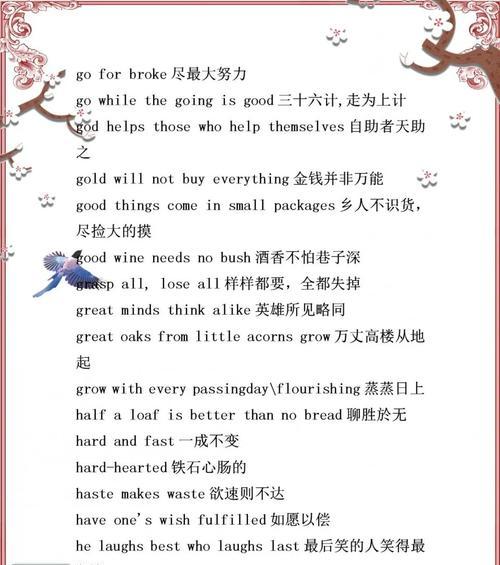 谚语大全游戏攻略（解锁成功之门，聪明过关诀窍一览无余）